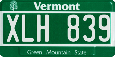VT license plate XLH839