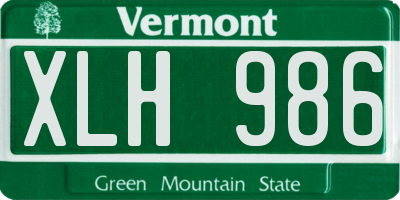 VT license plate XLH986