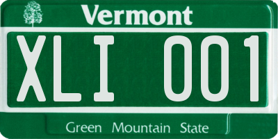 VT license plate XLI001