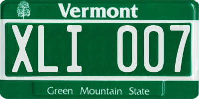 VT license plate XLI007