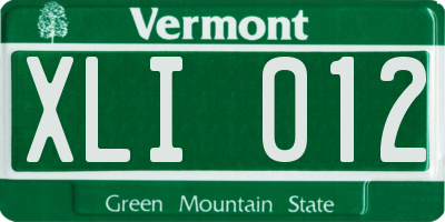 VT license plate XLI012