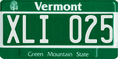 VT license plate XLI025