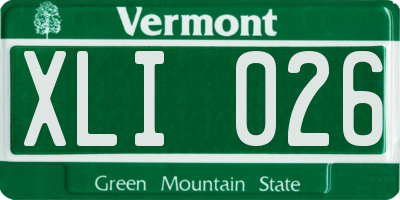 VT license plate XLI026