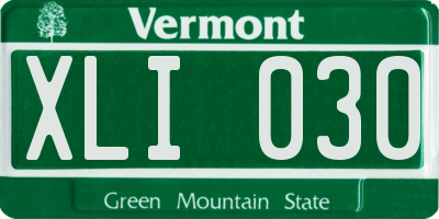 VT license plate XLI030