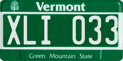 VT license plate XLI033