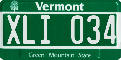 VT license plate XLI034