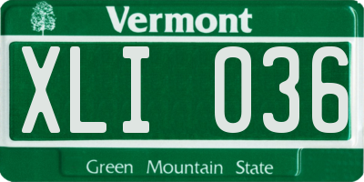 VT license plate XLI036