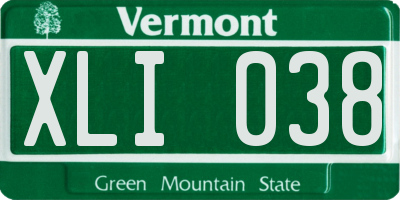 VT license plate XLI038