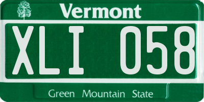 VT license plate XLI058