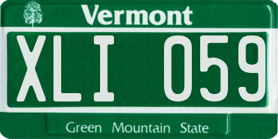 VT license plate XLI059