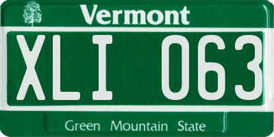 VT license plate XLI063