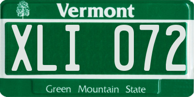 VT license plate XLI072