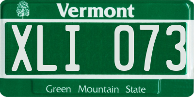 VT license plate XLI073