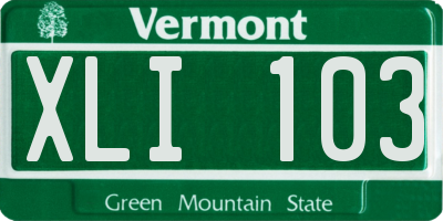 VT license plate XLI103
