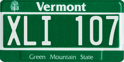 VT license plate XLI107
