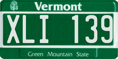 VT license plate XLI139