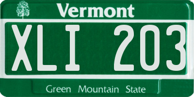 VT license plate XLI203