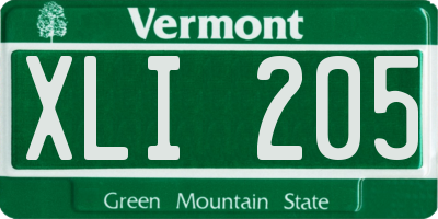 VT license plate XLI205