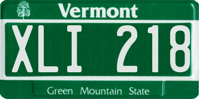 VT license plate XLI218