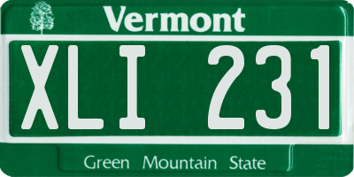 VT license plate XLI231
