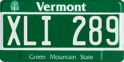 VT license plate XLI289
