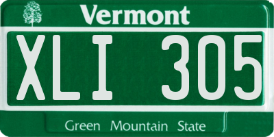 VT license plate XLI305