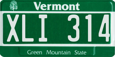 VT license plate XLI314