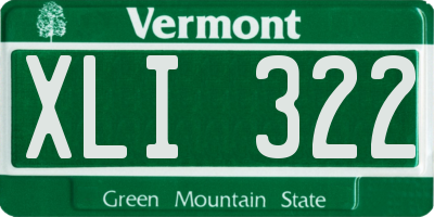 VT license plate XLI322