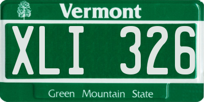 VT license plate XLI326