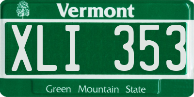VT license plate XLI353