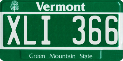 VT license plate XLI366
