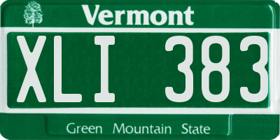 VT license plate XLI383