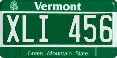 VT license plate XLI456