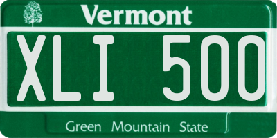 VT license plate XLI500