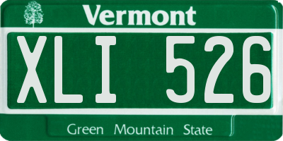 VT license plate XLI526