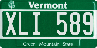 VT license plate XLI589