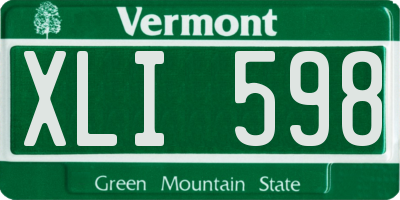 VT license plate XLI598