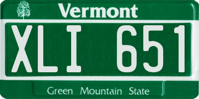 VT license plate XLI651