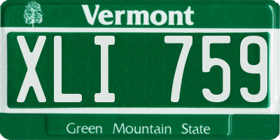 VT license plate XLI759