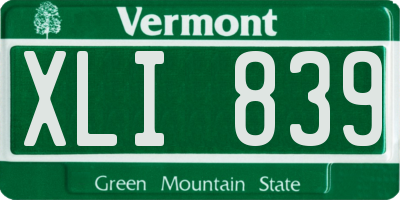 VT license plate XLI839