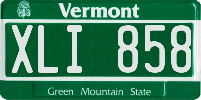 VT license plate XLI858