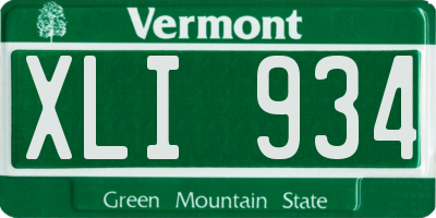 VT license plate XLI934
