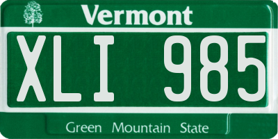 VT license plate XLI985
