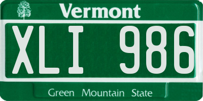 VT license plate XLI986