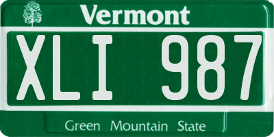 VT license plate XLI987