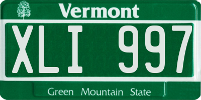 VT license plate XLI997