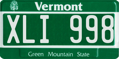 VT license plate XLI998