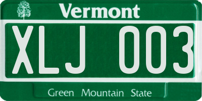 VT license plate XLJ003