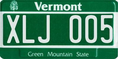 VT license plate XLJ005