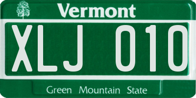 VT license plate XLJ010